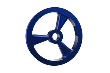 Obraz premium Blue V-Belt Pulley with Three Spokes and Central Bore, Solid Cast or Machined V-Belt Pulley for Mechanical Drives, Industrial Power Transmission Component on a PNG Transparent Background 