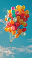 Obraz premium Multicolored balloons soar through a vibrant sky.