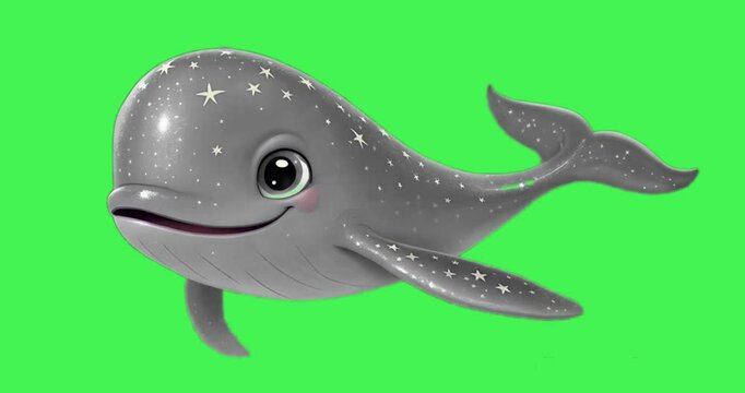 green screen, cute whale swimming
