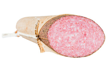 Pepper salami with close up cut