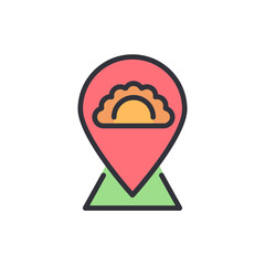 Stylized Food Location Marker Symbol For Culinary Destination Mapping