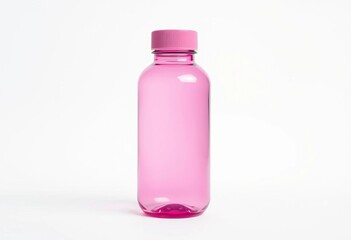 Sleek glass water bottle with screw top lid on pristine white background,  modern,   product photography