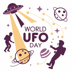WORLD UFO DAY vector illustration