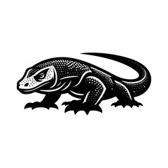 Komodo vector, stock reptile, indonesia dragon, fierce lizard, exotic predator for visual artwork, template illustration, brand image, design icon, and printable asset