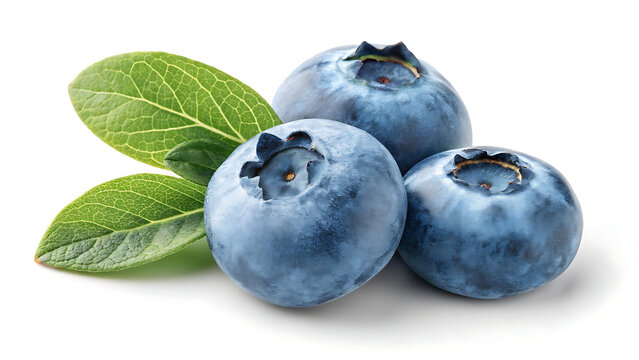 blueberries on white background, healthy fruits, fresh berries