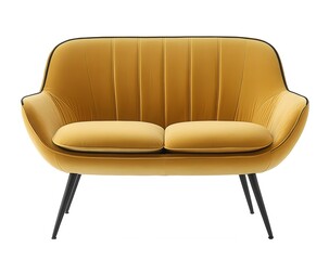 Yellow reliable sofa. Interior design concept. Isolated object on white background.