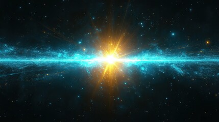 Turquoise color with a flash aura and a glare effect from the lenses of a sparkling beam.