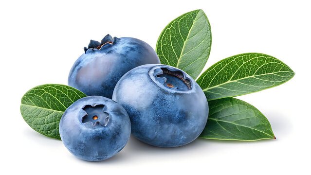 blueberries on white background, fresh fruits for good health 