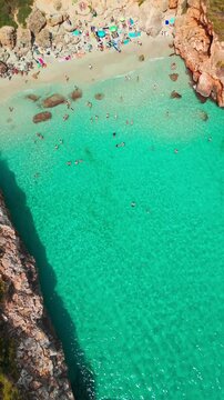 Aerial view of the Calo des Moro bay in Mallorca, Spain