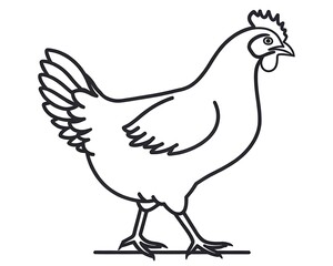 Simple Line Drawing of a Hen Farm Animal Poultry Bird