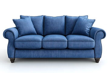 Fototapeta premium Blue designer sofa. Interior design concept. Isolated object on white background.