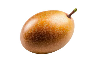 A rare sapodilla fruit with brown skin and sweet flesh, isolated on a transparent background, PNG file.