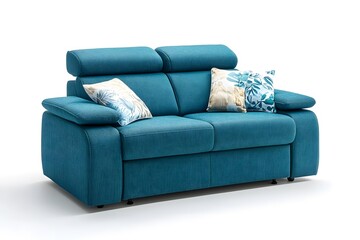 Naklejka premium Blue classic sofa. Interior design concept. Isolated object on white background.