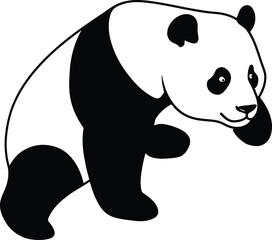 Minimalist Panda Climbing Vector