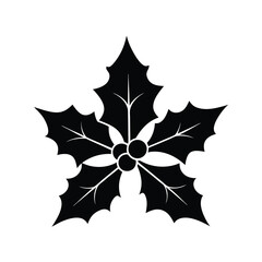 holly leaves minimal silhouette vector