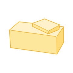 Large butter slab with a smaller piece resting on top.