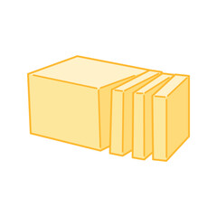 Solid butter slab accompanied by four neatly stacked slices.
