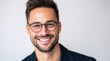 Smiling Business Man with Short Haircut in Professional Headshot