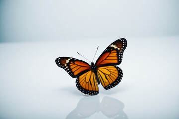 Obraz premium A butterfly perches on a table, looking around