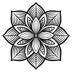 Intricate Black and White Floral Mandala