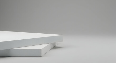 white,  platform,  platforms, Minimalist White Platforms on Gray Background
