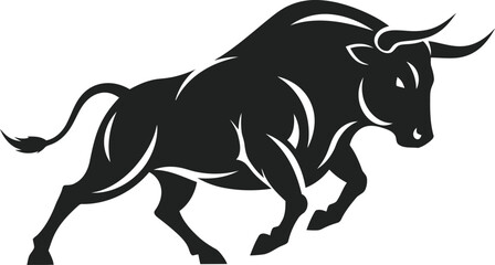 Minimalist Bull Charging Vector