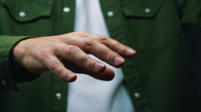 A man in a green shirt suffers from Parkinson's disease and severe tremors in his hands.
A person experiences discomfort due to trembling in the body.
Hands, parkinson's, discomfort, disease, treatmen