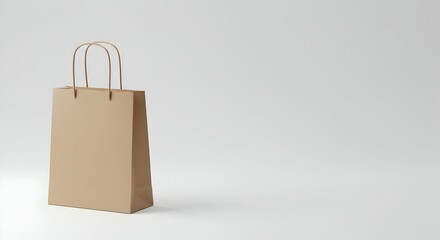 paper bag,  shopping bag,  gift bag, Beige Paper Shopping Bag on White Background