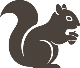 Minimalist Squirrel with Nut Vector