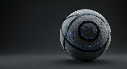 futuristic,  sphere,  stone, Futuristic Stone Sphere with Glowing Lines
