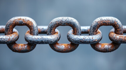 Obraz premium Rusty metal chain links create strong visual impact, showcasing texture and durability in close up view