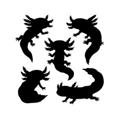Axolotl silhouette vector flat illustration design.