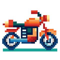Fototapeta premium pixel art colorful motorbike, motorcycle in a retro style