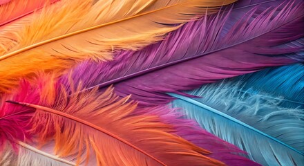 Vibrant Colorful Feathers Background Texture Image for Design Projects