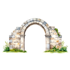 Ancient stone arch, a medieval gate to the sky in Europe