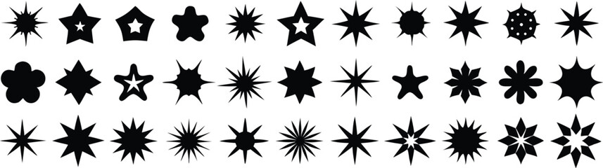 Shine star sparkle vector set. Sparkle star icons collection. Shine icon. Decorative twinkle and bursts forms, abstract shining flash symbols shapes, geometric graphic elements