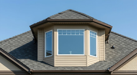 house,  home,  roof, Modern House Roof with Bay Window and Asphalt Shingles