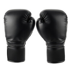 Pair of black boxing gloves on transparent background