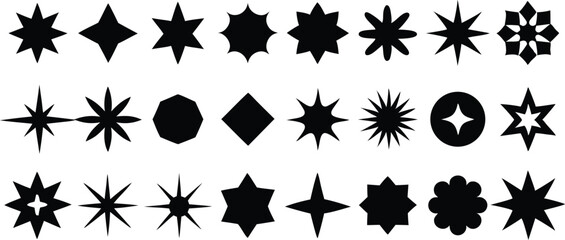 Shine star sparkle vector set. Sparkle star icons collection. Shine icon. Decorative twinkle and bursts forms, abstract shining flash symbols shapes, geometric graphic elements
