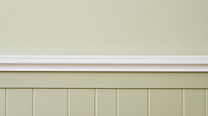 Interior wall showcasing a two-tone design with beadboard paneling, a chair rail, and a smooth painted surface in pale green and white, blending textures.