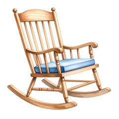 This is a wooden rocking chair, a comfortable antique furniture piece, isolated on a white background for interior relaxation