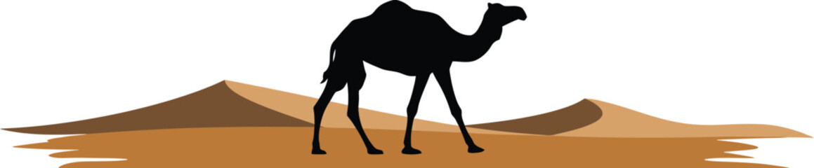 Obraz premium Minimalist Camel in Desert Vector