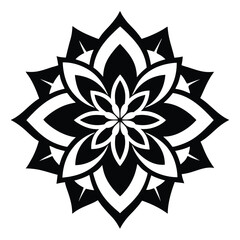 Symmetrical Black and White Mandala