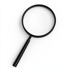 On a transparent background, a magnifying glass is displayed in a 300 DPI high-resolution image with an isolated white background