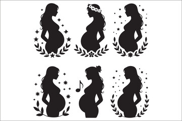 Pregnant Woman Silhouette SVG | Baby Bump Clipart | Maternity Vector | Mom to Be PNG | Pregnancy Cut File for Cricut


