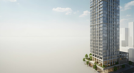 Obraz premium skyscraper, highrise, building, Modern High-Rise Building Exterior with Minimalist Design