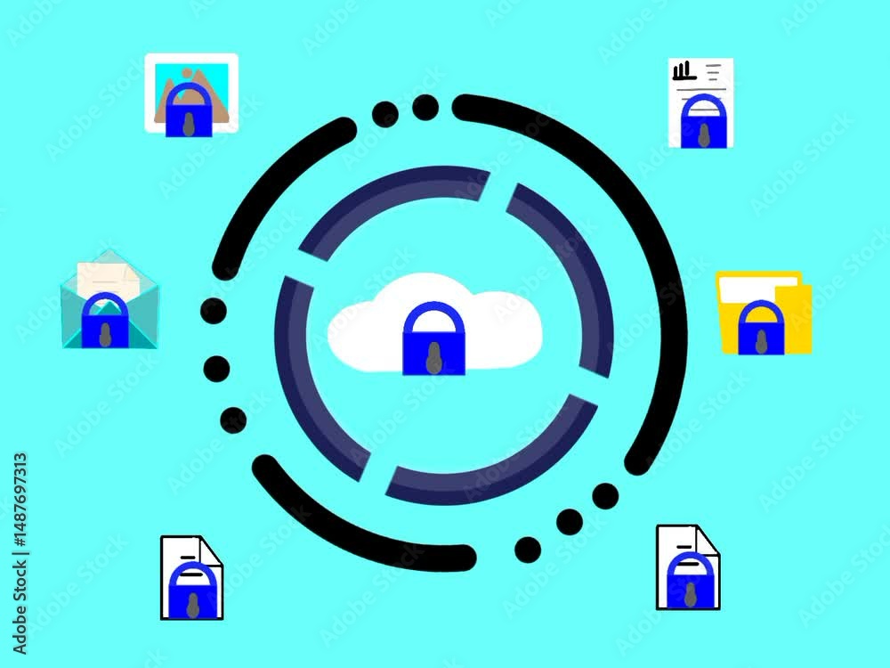 Poster cloud computing with data privacy protection concept. cloud security. cybersecurity and data privacy