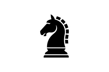 Black chess knight piece strategy game icon vector © Apon