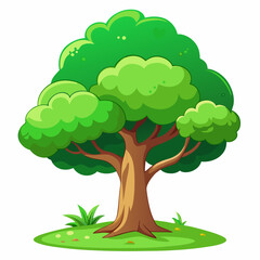 Green Canopy: A vibrant cartoon tree with lush green foliage, creating a sense of freshness and environmental appreciation.