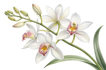 Fototapeta premium Floral nature vector illustration of a beautiful spring bouquet with white lily flowers
